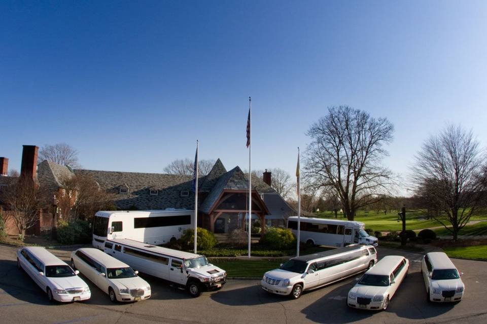 White limos parked outside