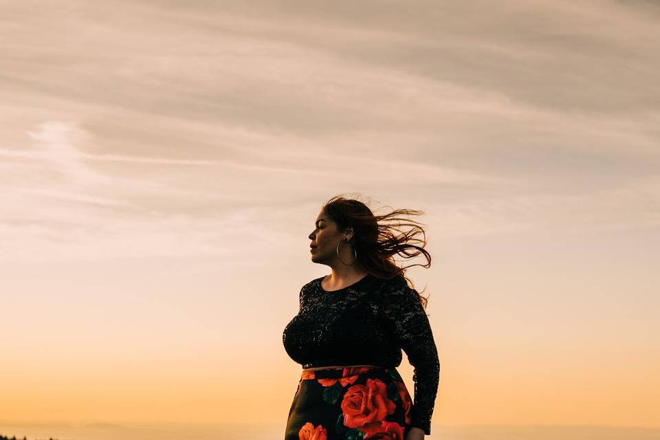 Bride enjoys sunset