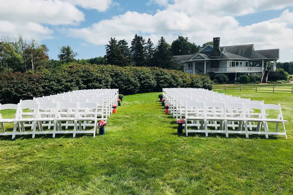 Outdoor wedding setup