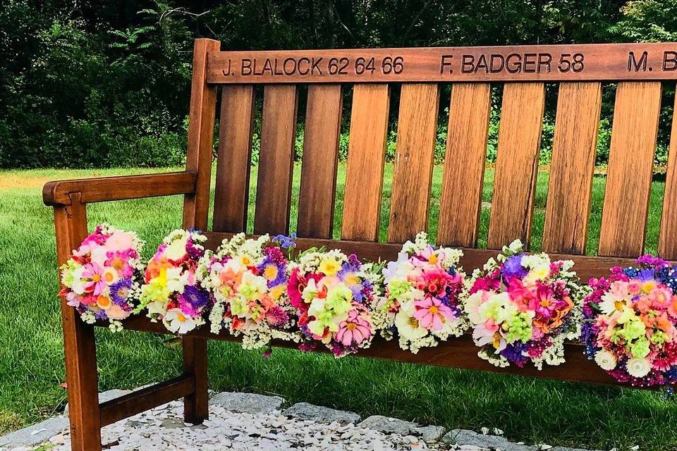 Flowers on the bench
