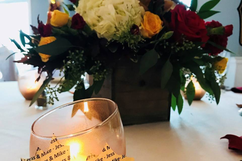 Table setting and floral centerpiece