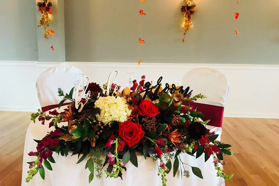 Sweetheart table arrangement