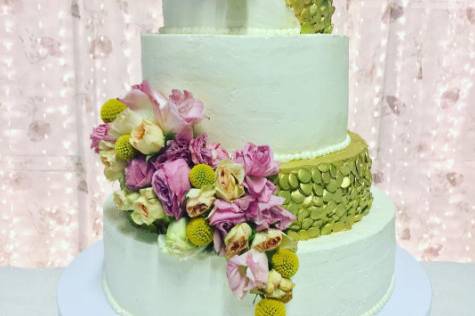Cascading floral cake