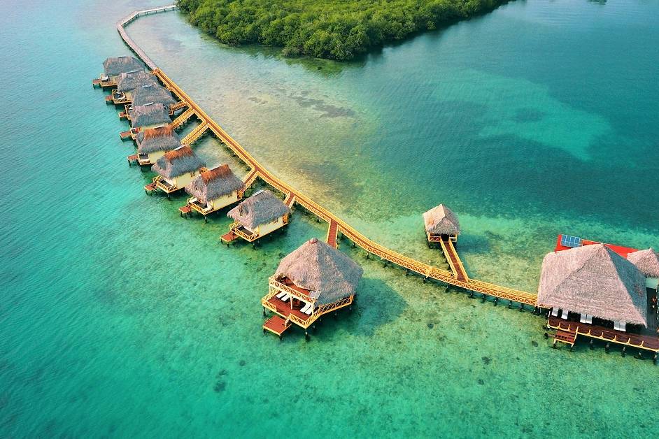 Overwater bungalows in Panama