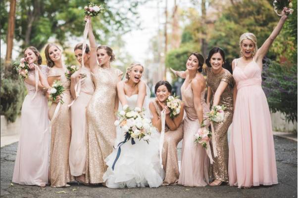 Fun bride and bridesmaids