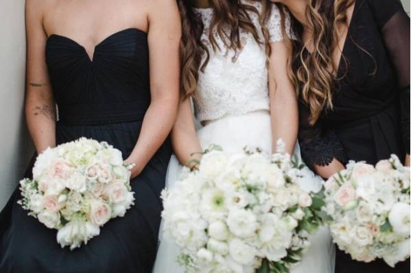 Happy bride and bridesmaids