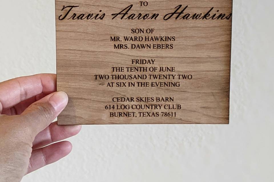 Wooden Wedding Invite
