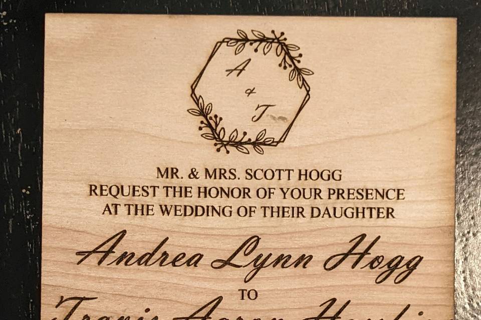 Wooden wedding invite