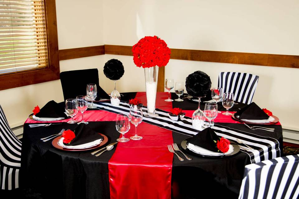 Red, Black, and White Table