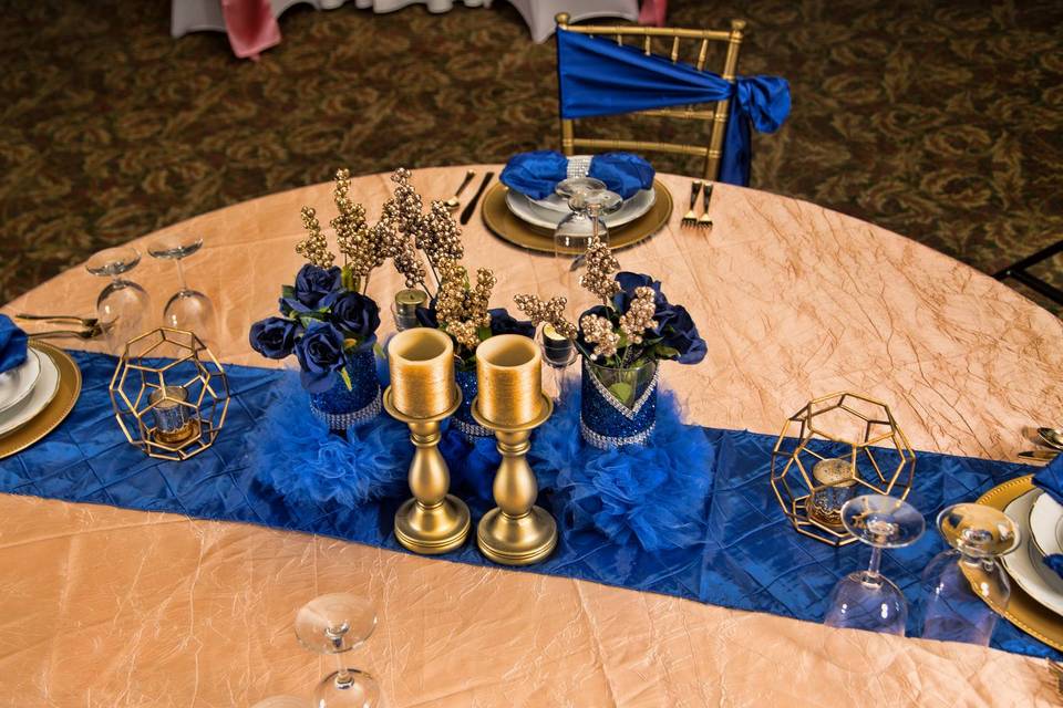 Royal blue and gold table