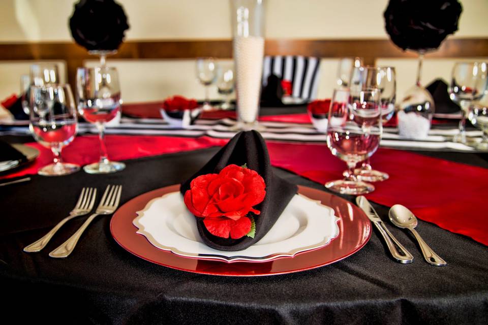 Red, Black, and White Table