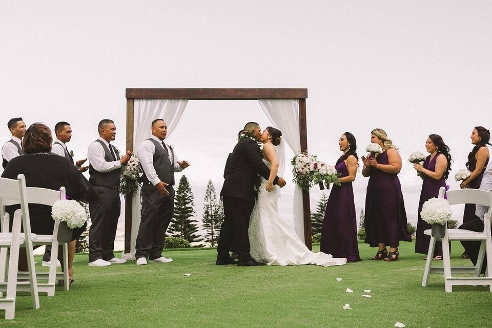 The bride and groomsmen