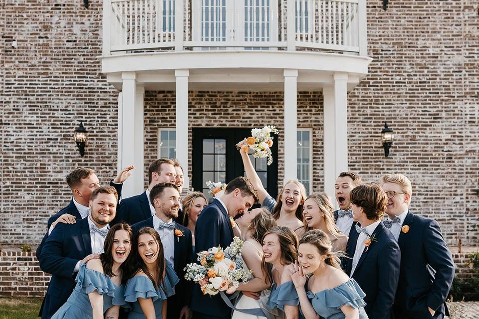 Bridal Party in Peaches & Blue