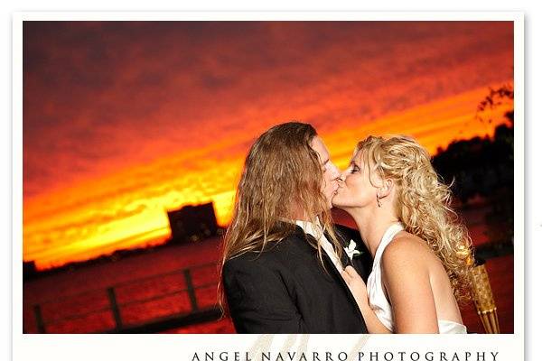 Great Florida sunset wedding portrait.