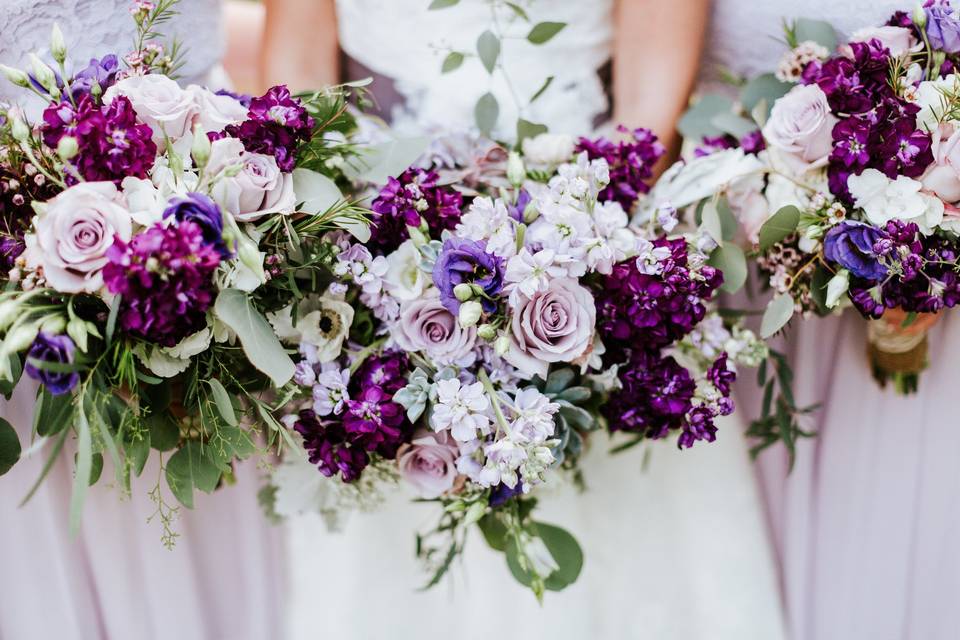 Shades of purple bouquets