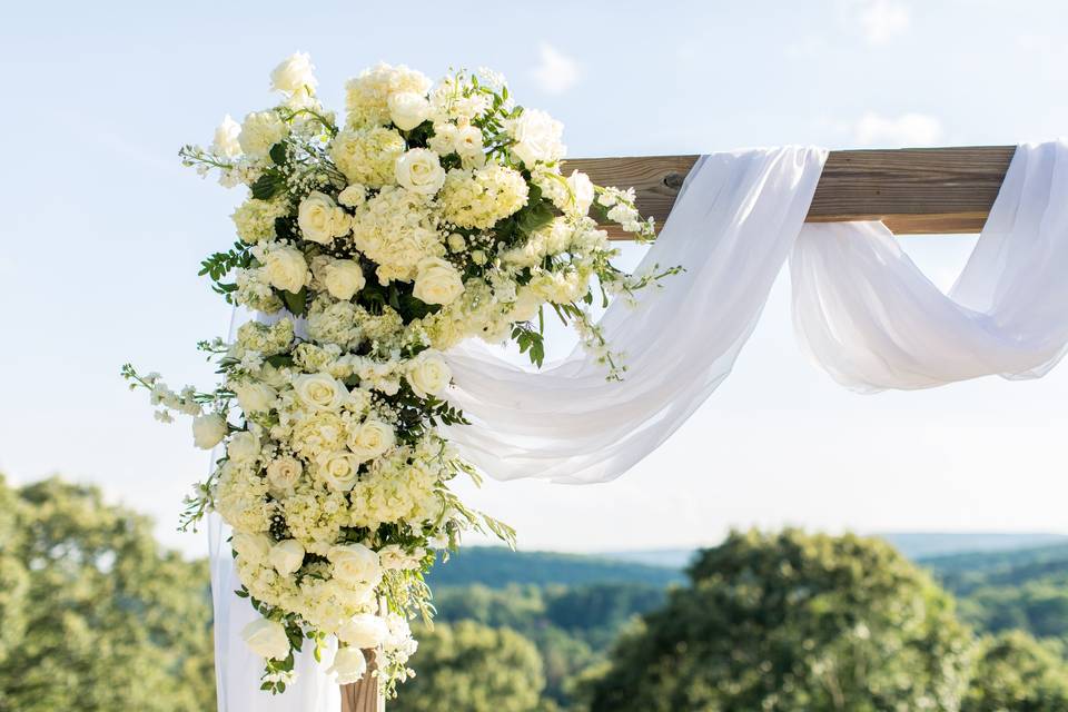 All white ceremony flowers