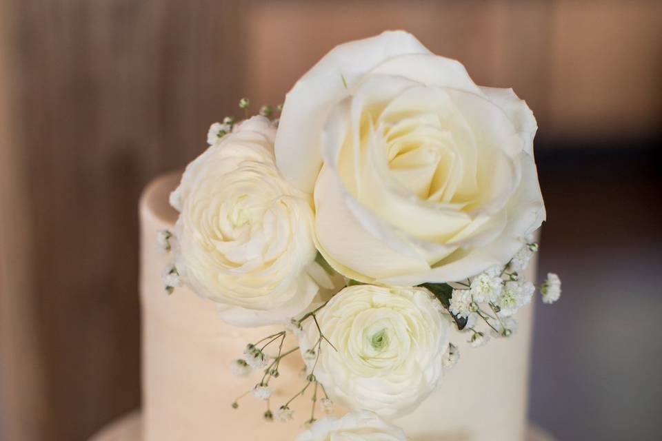 All white wedding cake