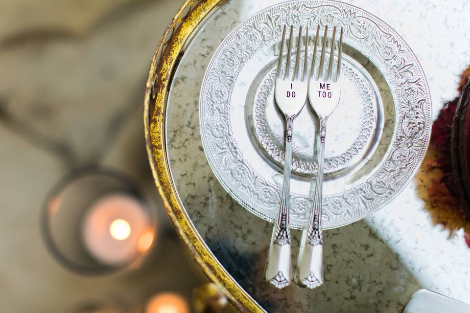 Boho cake plate + forks