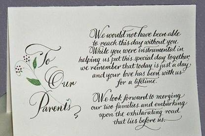 personalized parent thank you card gift with custom flowers and lettering