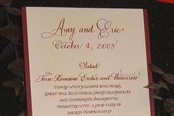 hand lettered menu card for wedding reception