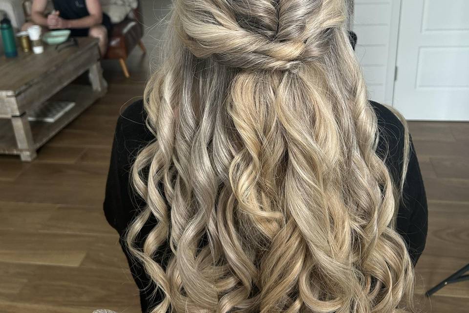 Romantic textured half up/half