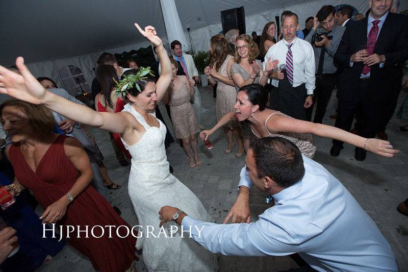 Bride dancing with her guests