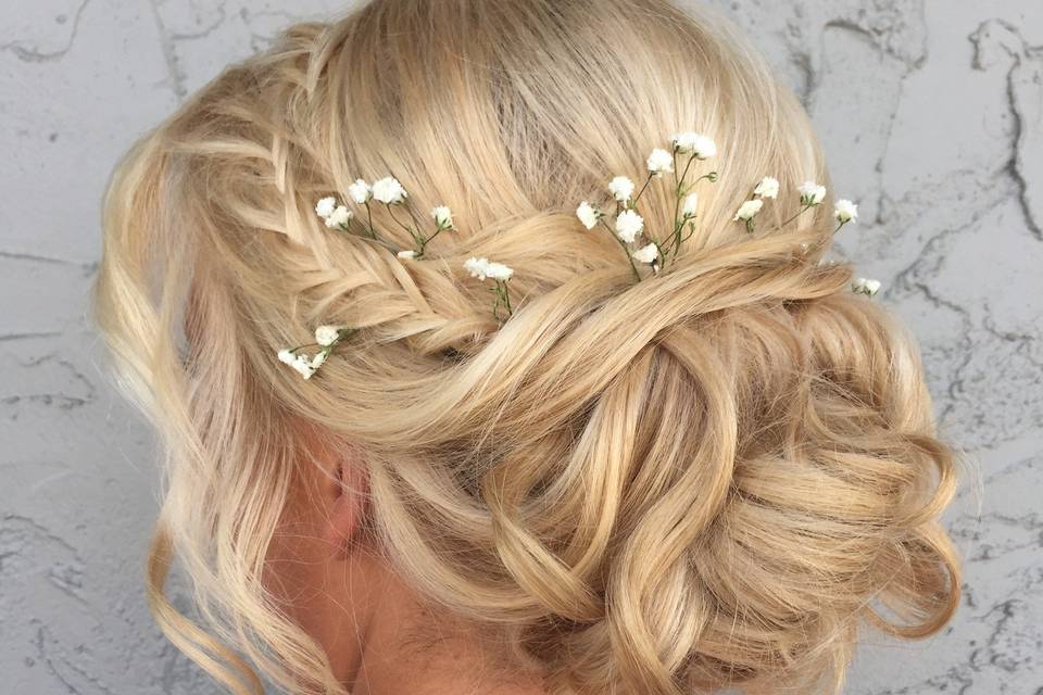 Updo with floral notes
