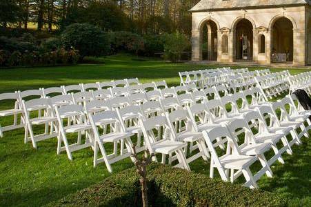 White resin chairs- ceremony