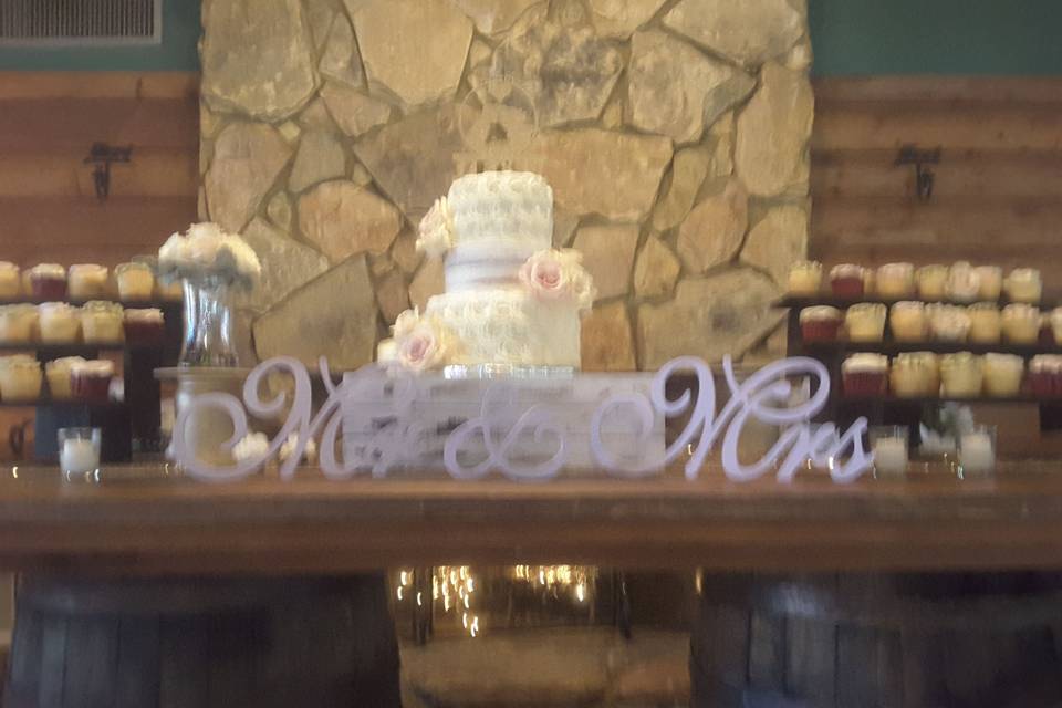 Cake at fireplace