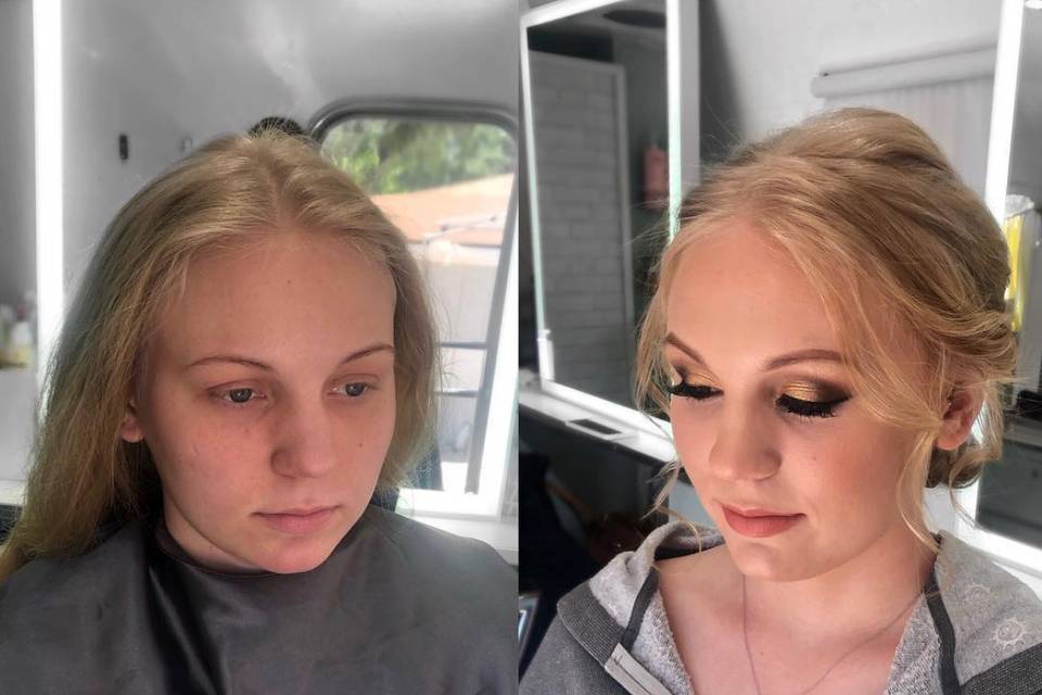 Bridesmaid before and after