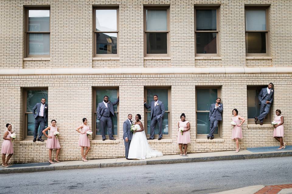 Stylish bridal party