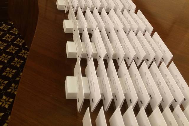 Escort cards on piano
