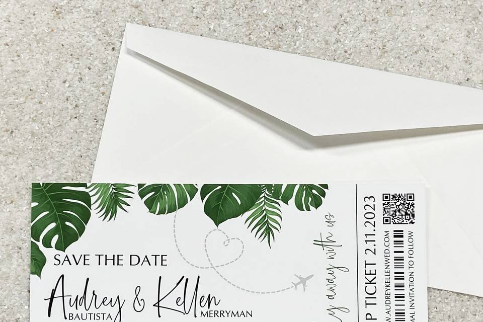 Boarding pass save the date
