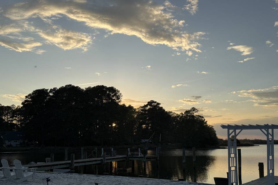 Waterfront sunset romance