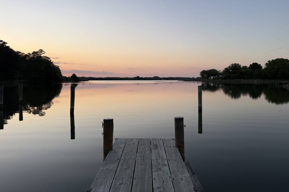 Waterfront sunset romance