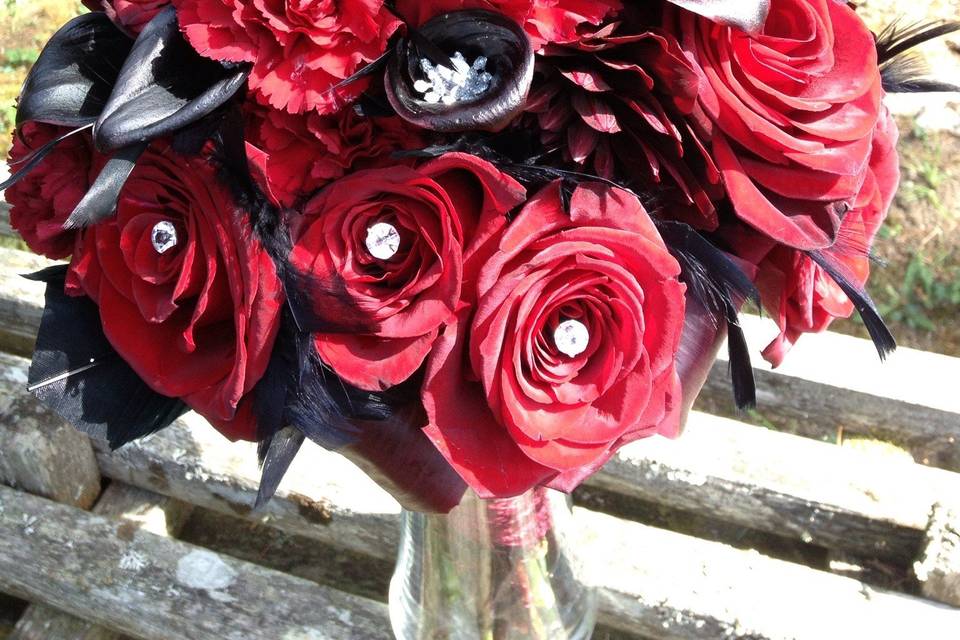 Black Red bridal bouquet