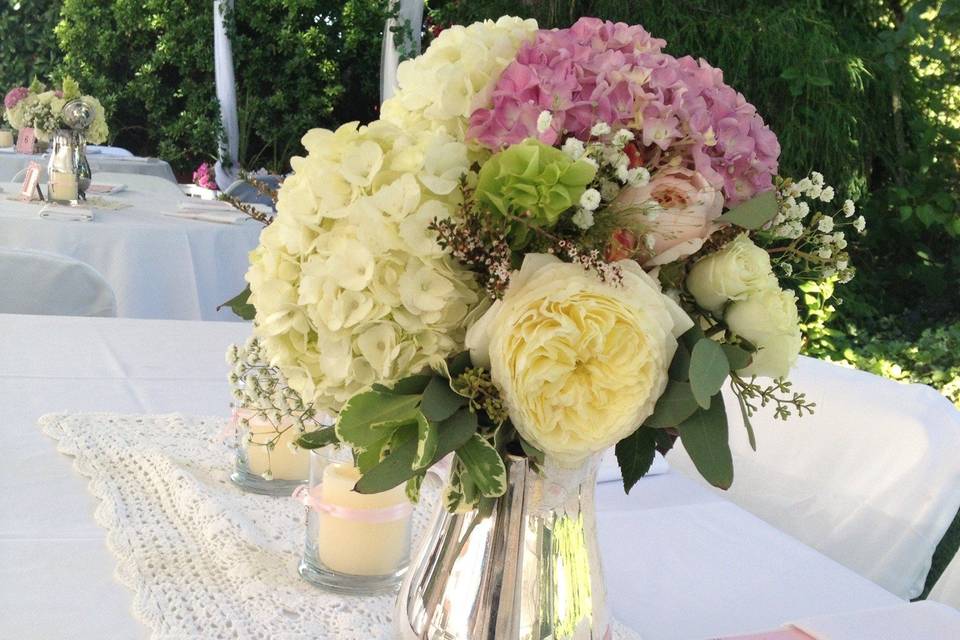 Blush white tea pot flower