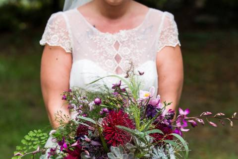 Purple Dahlias bridal bouquet