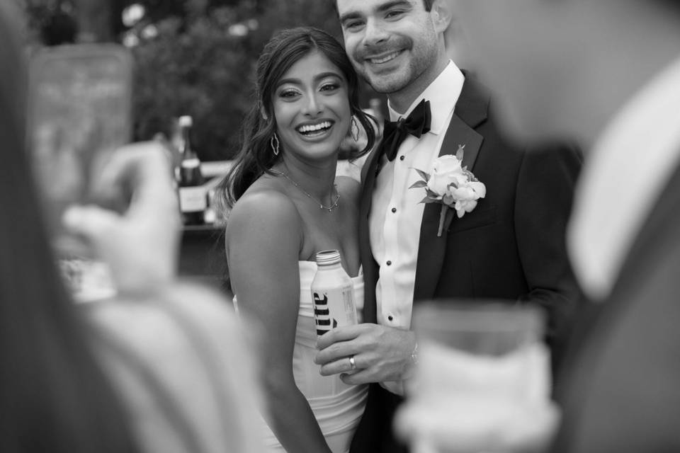 Couple celebrating with friend