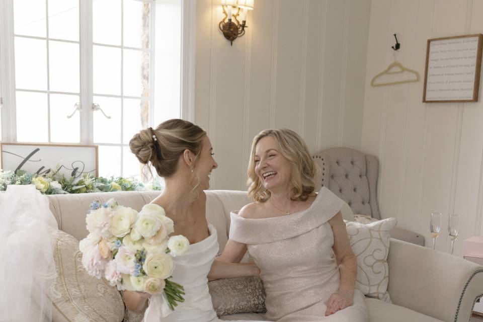 Bride and mom moment