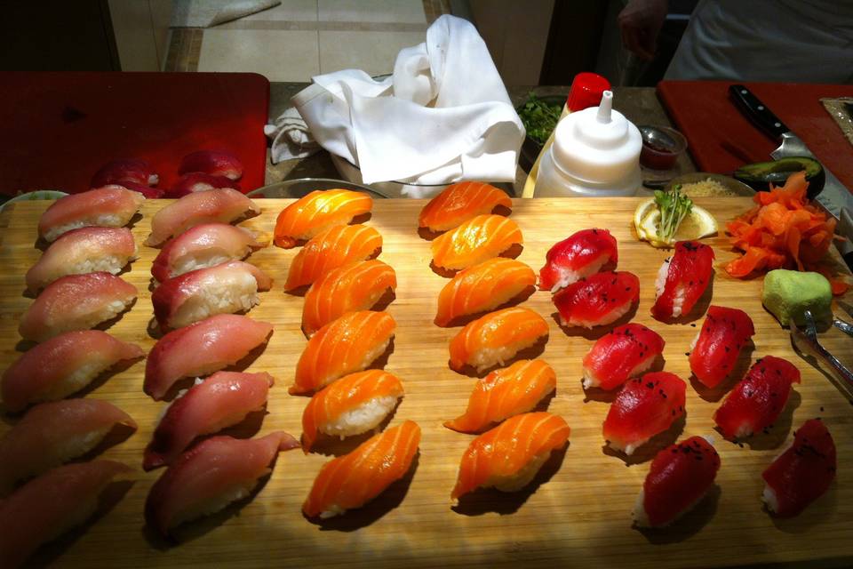 Sushi Station at a small wedding