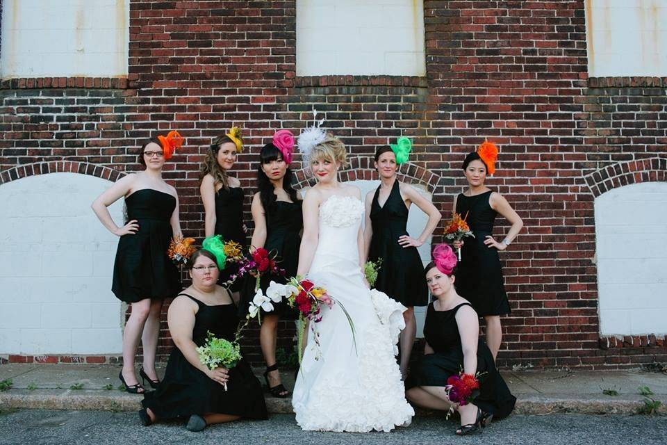 Bride and her bridesmaids