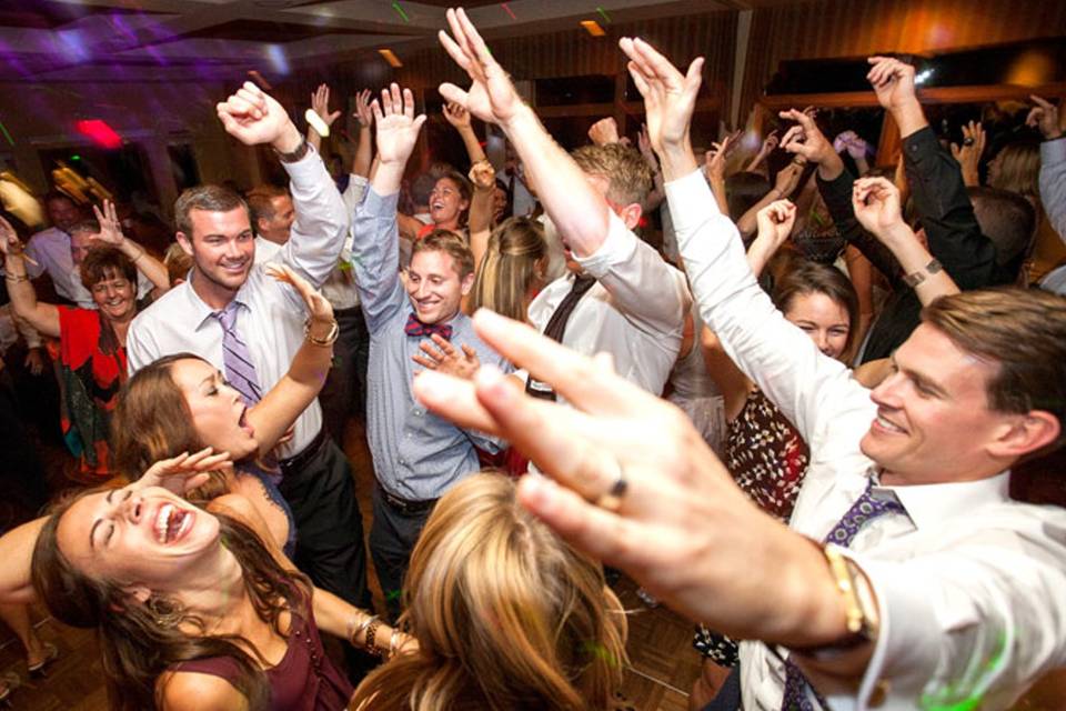 Packed wedding dance floor