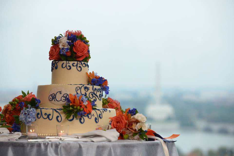 Wedding cake with flowers