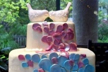 Wedding cake with bits of colors