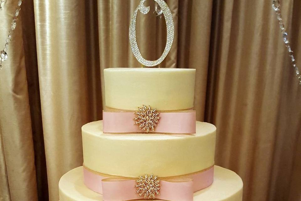 Wedding cake with soft pink layer
