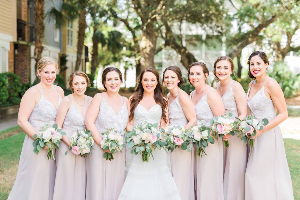 Bride and bridesmaids