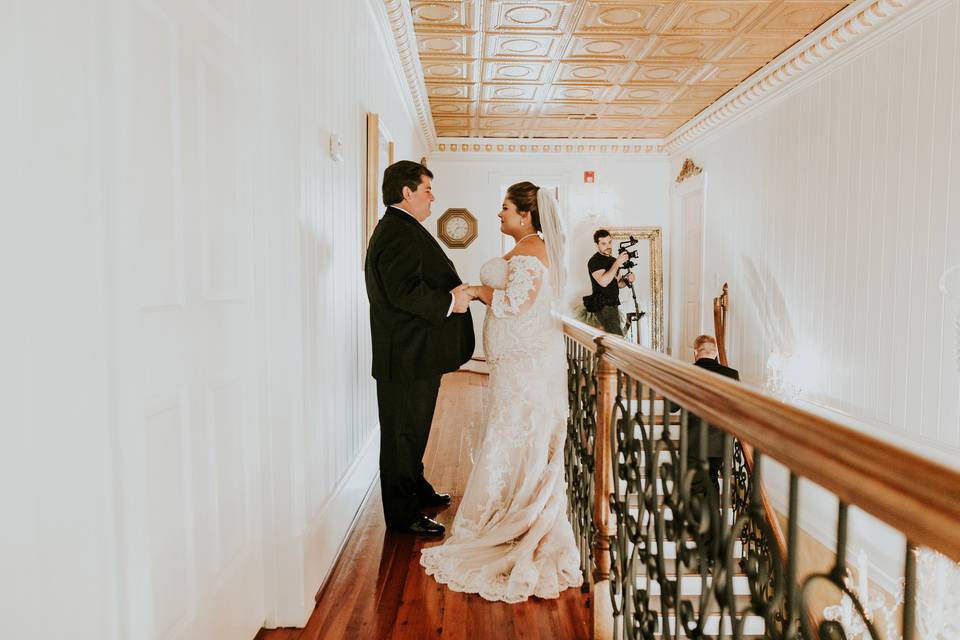 Bride by the grand piano