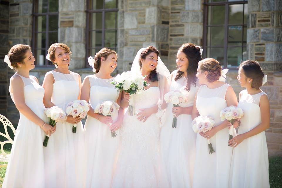 Bride and her bridesmaids