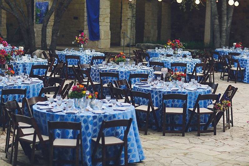 Table setup with blue dining